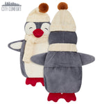 Hot Water Bottle with Animal Fleece Cover - Grey Penguin - Get Trend