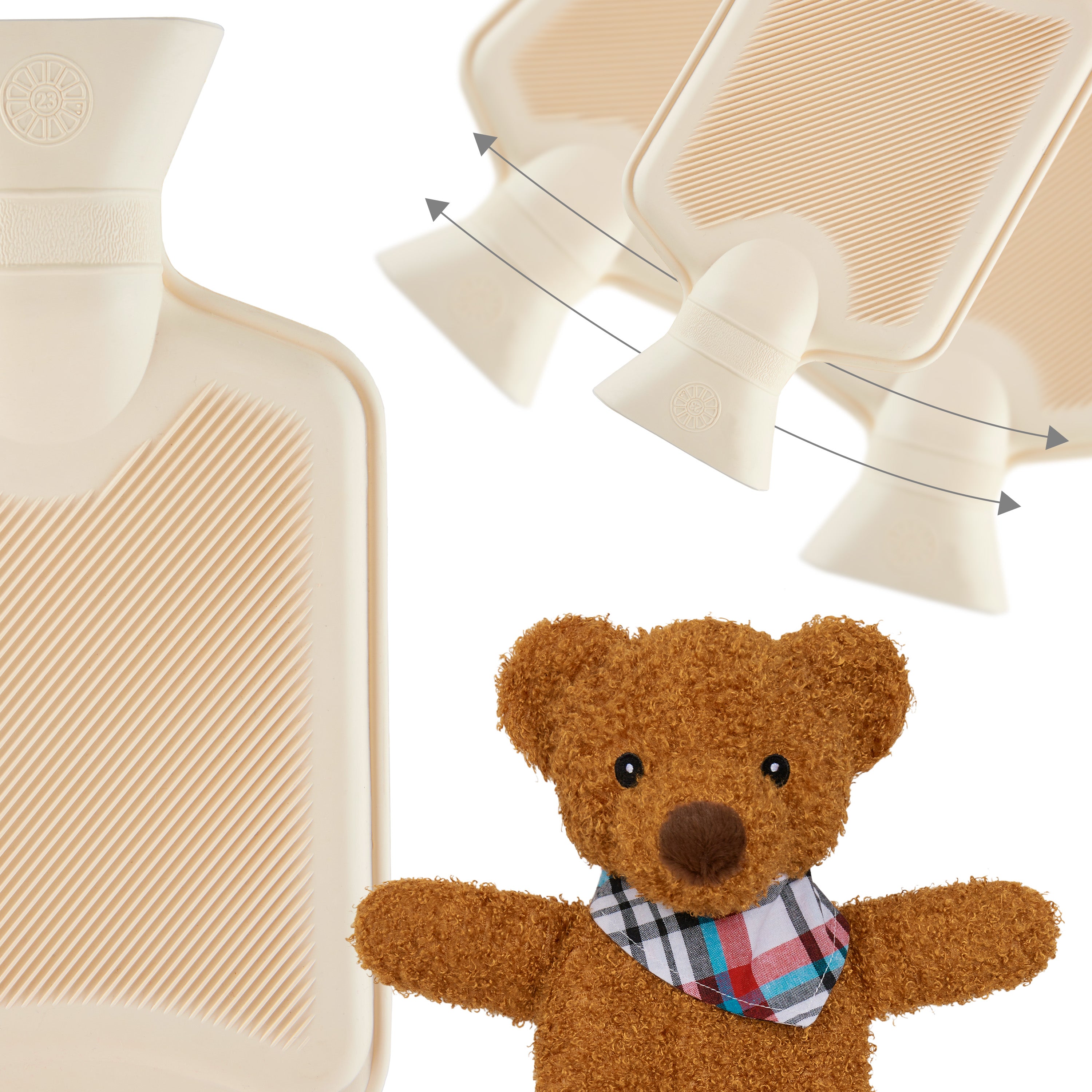 Hot Water Bottle with Animal Fleece Cover -  Brown Teddy Bear - Get Trend