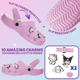 Hello Kitty Clogs Womens Teens Winter Fleece Lining & Removable Charms