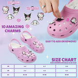 Hello Kitty Clogs Womens Teens Winter Fleece Lining & Removable Charms