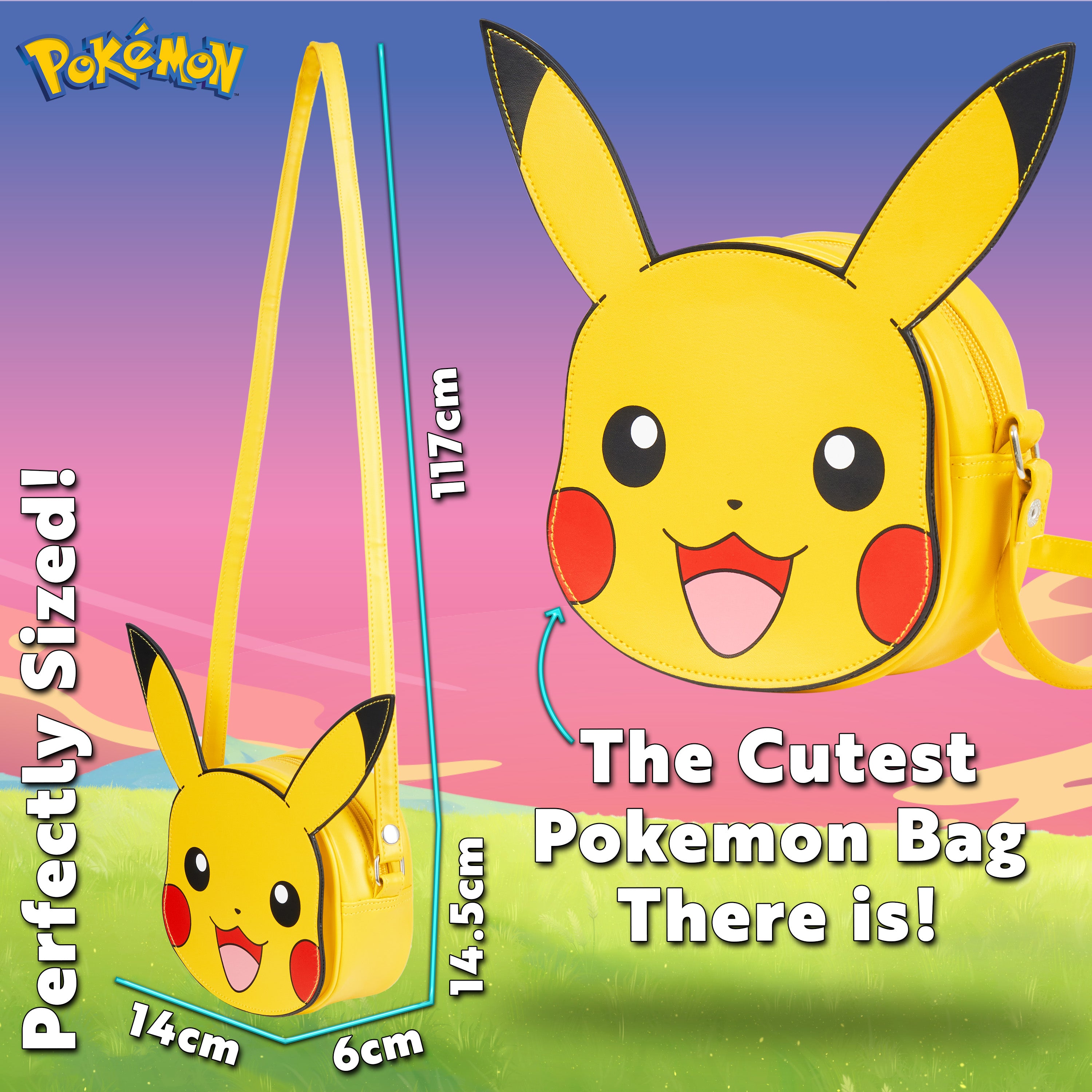 Pokemon Crossbody Bag for Girls 3D Pikachu Girls Handbag with Shoulder Strap & Zip Closure - Get Trend