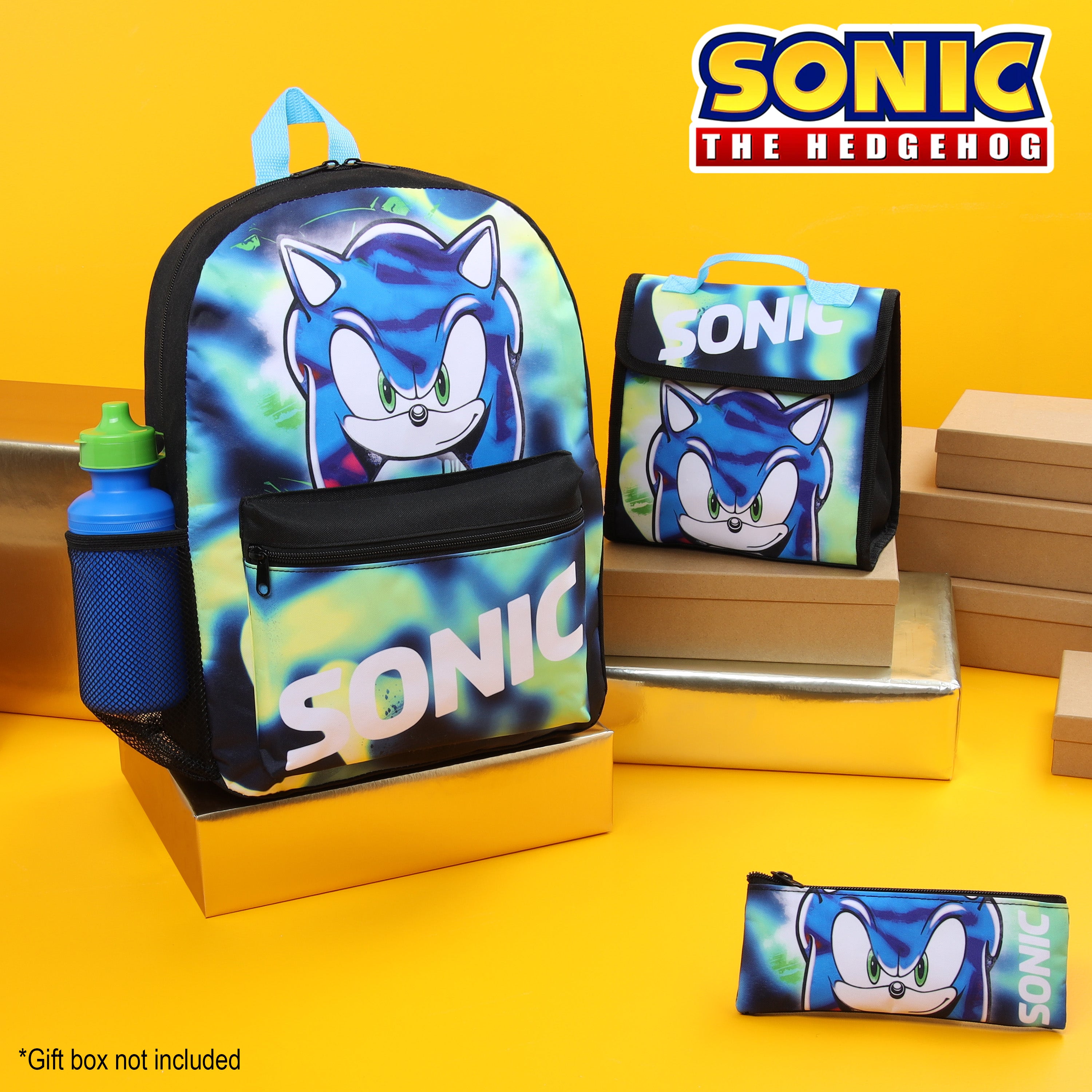 Sonic The Hedgehog School Bag Insulated Kids Lunch Bag - 4 Piece Set - Get Trend