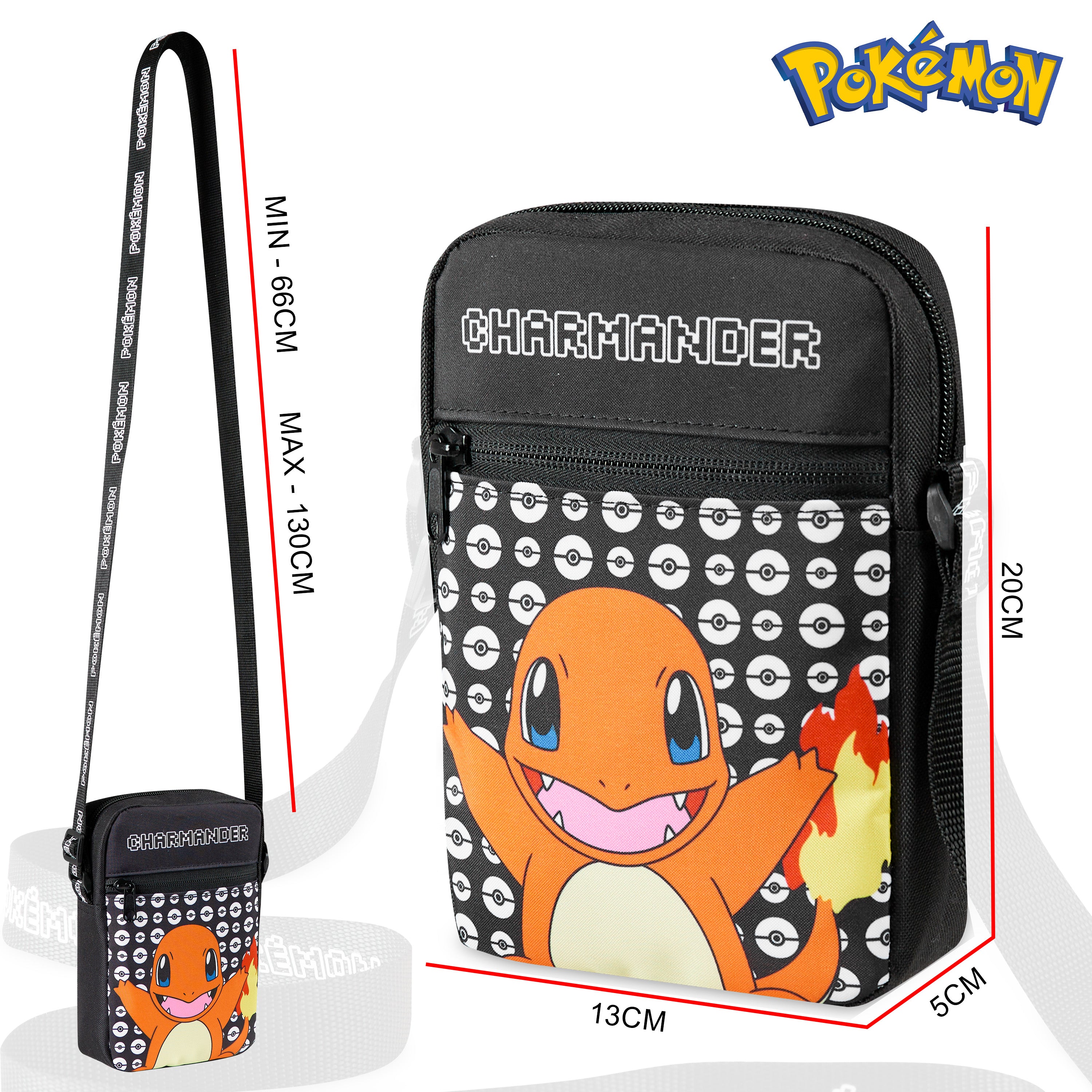 Pokemon Shoulder Bag Cross Body Bag for Kids - CHARMANDER - Get Trend