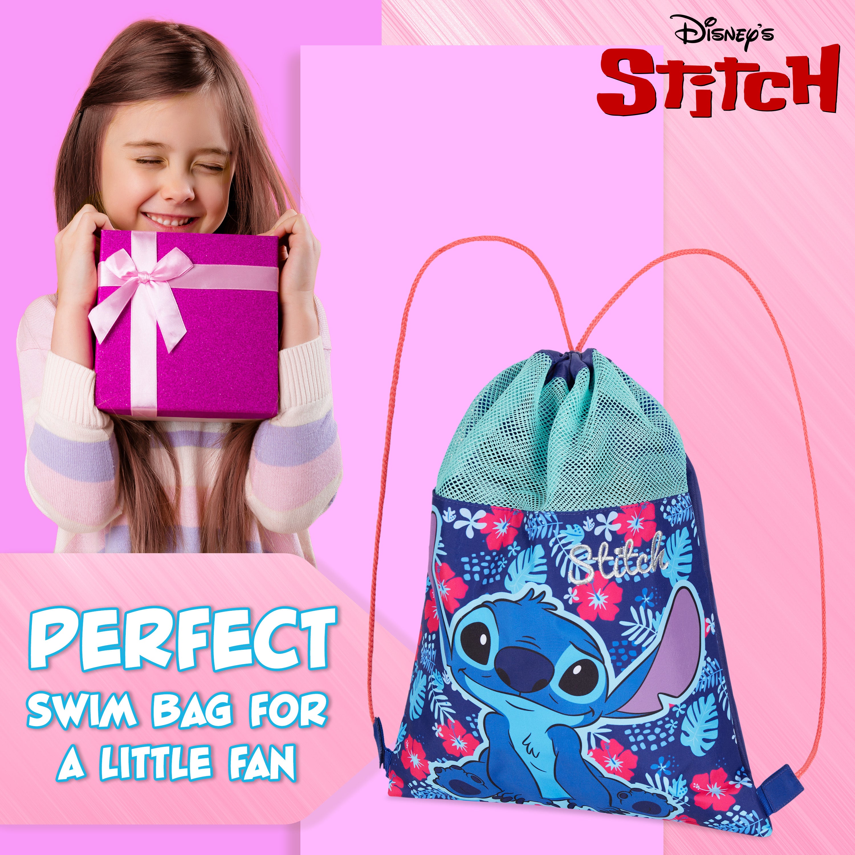 Disney Kids Drawstring Bags - Swimming Bag, School PE Bag - Stitch - Get Trend