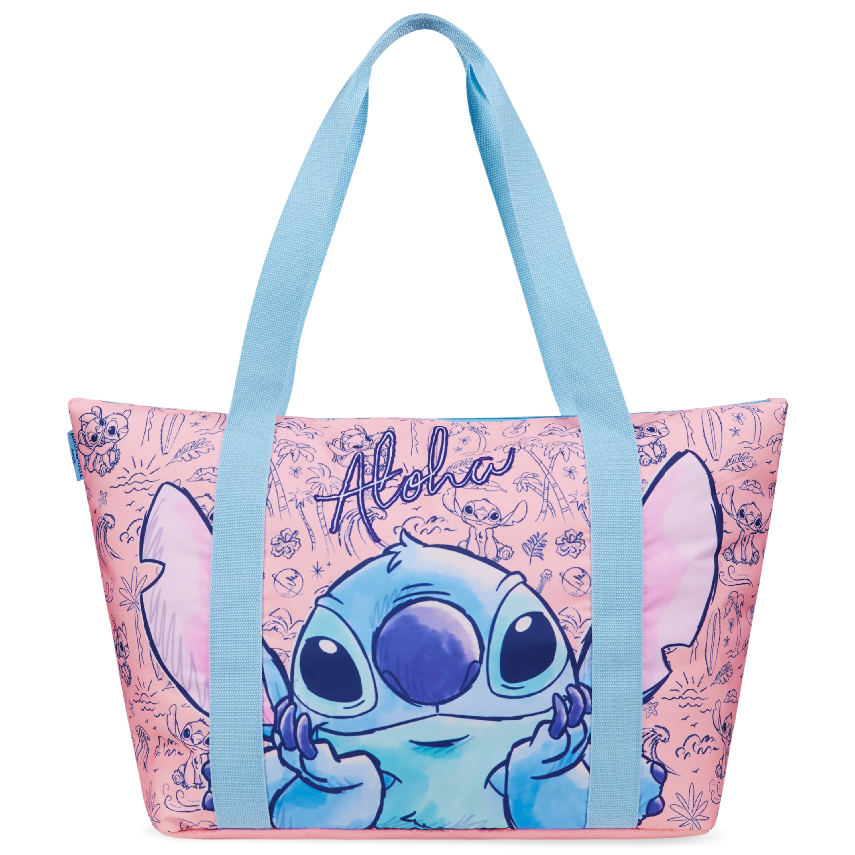 Disney Stitch Womens Tote Bag - Large Zipped Overnight or Beach Bag - Get Trend