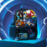 Sonic The Hedgehog School Bag Set, 4 Piece Set Backpack, Water Bottle & Accessories