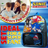 Sonic The Hedgehog School Bag Set, 4 Piece Set Backpack, Water Bottle & Accessories