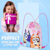 Bluey Drawstring Swim Bag for Girls, String Swimming Bag, School, Sports, Travel, PE Bag