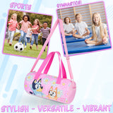 Bluey Sports Bag, Spacious Weekend Bag Duffel Bag Holdall with Zipped Pockets, Travel Essentials, Sports, Dance (Pink)