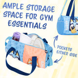 Bluey Sports Bag, Spacious Weekend Bag Duffel Bag Holdall with Zipped Pockets, Travel Essentials, Sports, Dance (Blue)