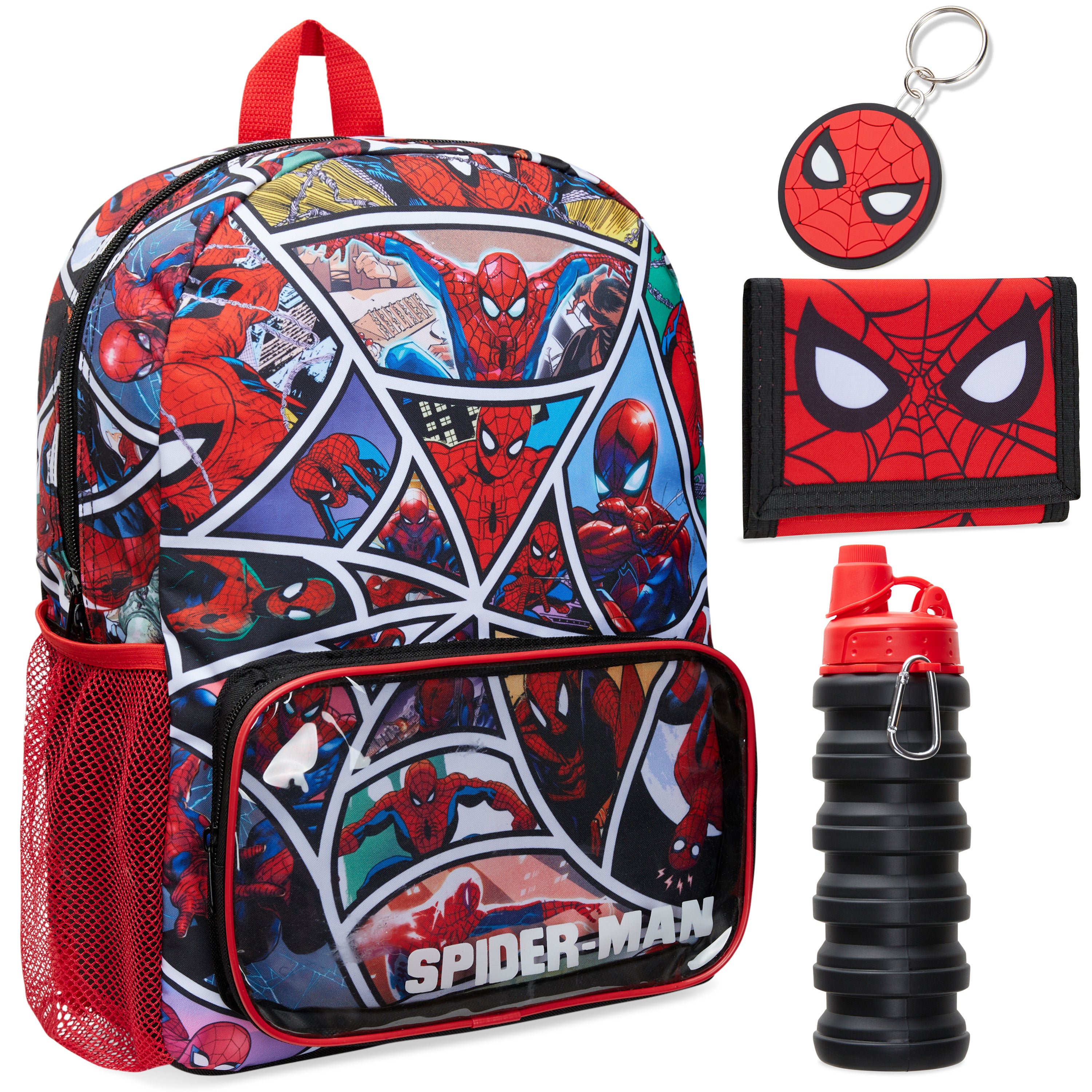 Marvel Spiderman School Bag Set - Backpack, Water Bottle, Wallet, Keyring - Get Trend