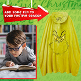 The Grinch Fleece Bed Blanket, Soft Bed Throw 150x120cm - Festive Gifts (Green)