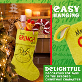 The Grinch Fluffy Christmas Stocking, Funny Festive Hanging Xmas Decor 44cm