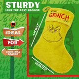 The Grinch Fluffy Christmas Stocking, Funny Festive Hanging Xmas Decor 44cm