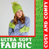 The Grinch Hat Scarf and Gloves Ladies Winter Accessories, Funny Hat Hand Warmer Long Hat Mitten - Gifts for Her