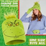 The Grinch Hat Scarf and Gloves Ladies Winter Accessories, Funny Hat Hand Warmer Long Hat Mitten - Gifts for Her