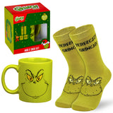 The Grinch Mug and Socks Gift Set Calf Socks and 340ml Mug - Gifts for Her