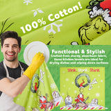 The Grinch Kitchen Towel Pack of 2, Christmas Dish Cloth Funny Tea Towel Washing Up Cotton Hand Cloth Kitchen Accessories