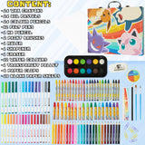 Pokemon Art Supplies Set, 40+ Pcs Kids Painting Drawing Colouring Travel Case with Crayons Felt Tips Watercolours - Kids Gifts (Multi)