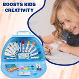 Bluey Art Set for Kids Art Supplies Paints Colouring Pens Colouring Pencils Crayons Carry Case Arts and Crafts Kids Gifts (Blue Halfmoon Case)