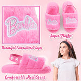 Barbie Women's Fluffy Slippers, Comfy Mule House Shoes - Cosy Gifts for Her