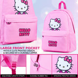 Hello Kitty Girls Backpack with Zipped Front Pocket & Adjustable Straps, Travel School