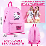 Hello Kitty Girls Backpack with Zipped Front Pocket & Adjustable Straps, Travel School