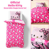 Hello Kitty Duvet Cover and Pillowcase Set Girls Teens Bedding  - Single Size