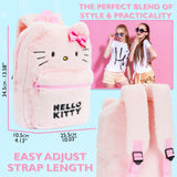 Hello Kitty Fluffy Girls Backpack Cute Plush Kawaii Rucksack Kids Teens Travel Fashion Daypack Bag, Anime Girls Gifts