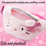 Hello Kitty Girls Fluffy Bum Bag with Adjustable Strap - Gifts for Her (Pink)