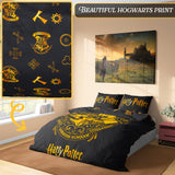 Harry Potter Duvet Cover and Pillowcase Set Kids Teens Women Bedding Bedroom Accessories -(Black Double)