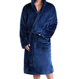 Mens Dressing Gown Super Soft Mens Fleece Robe with Hood Gowns Bathrobe Warm and Cozy