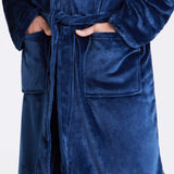 Mens Dressing Gown Super Soft Mens Fleece Robe with Hood Gowns Bathrobe Warm and Cozy