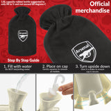 Arsenal F.C. Hot Water Bottle with Soft Cover 1.8L - Football Gifts for Him (Black)