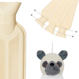 Hot Water Bottle with Animal Fleece Cover - Pug Long - Get Trend