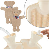 Hot Water Bottle with Animal Fleece Cover -  Beige Teddy - Get Trend