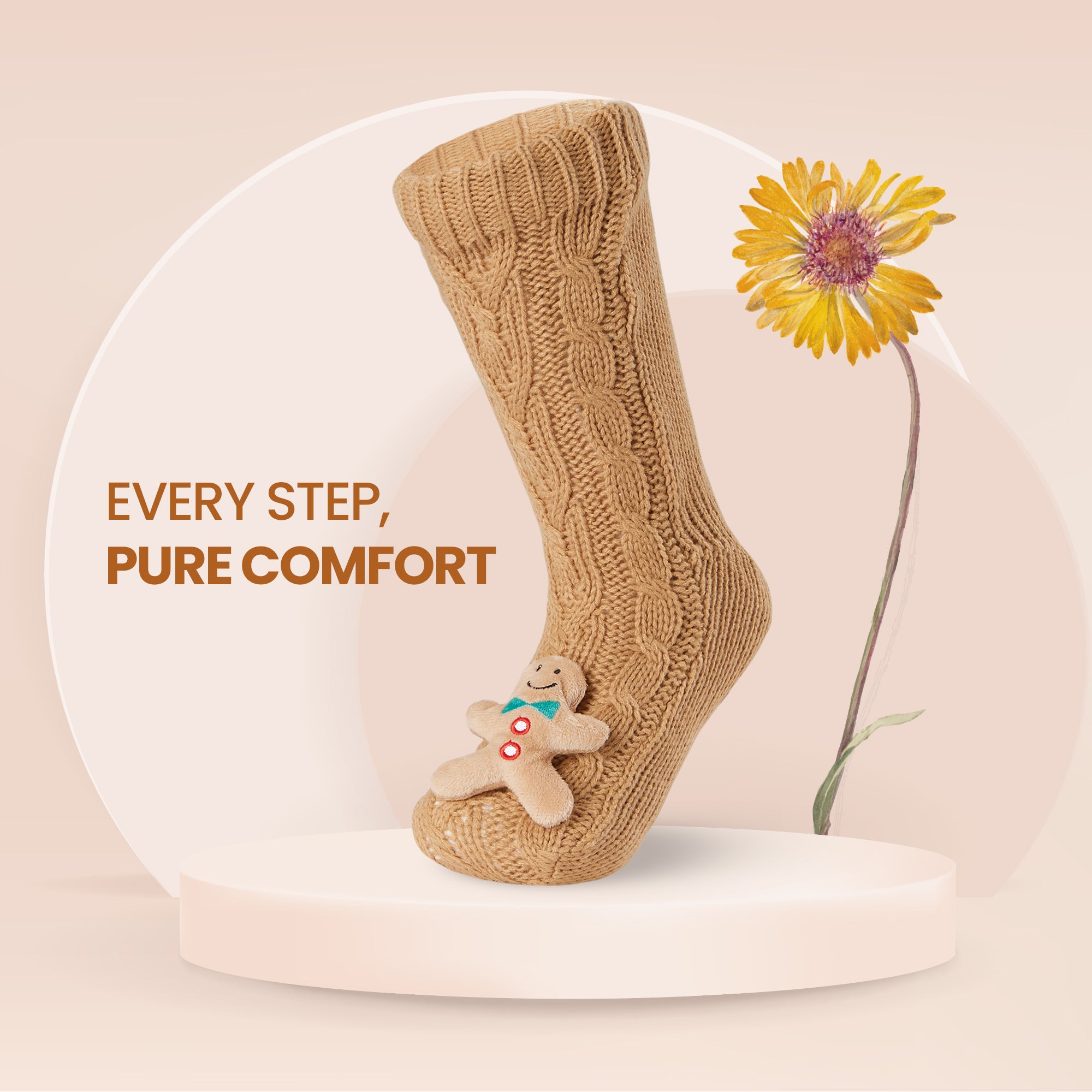 CityComfort Fluffy Christmas Socks for Women - Gingerbread - Get Trend