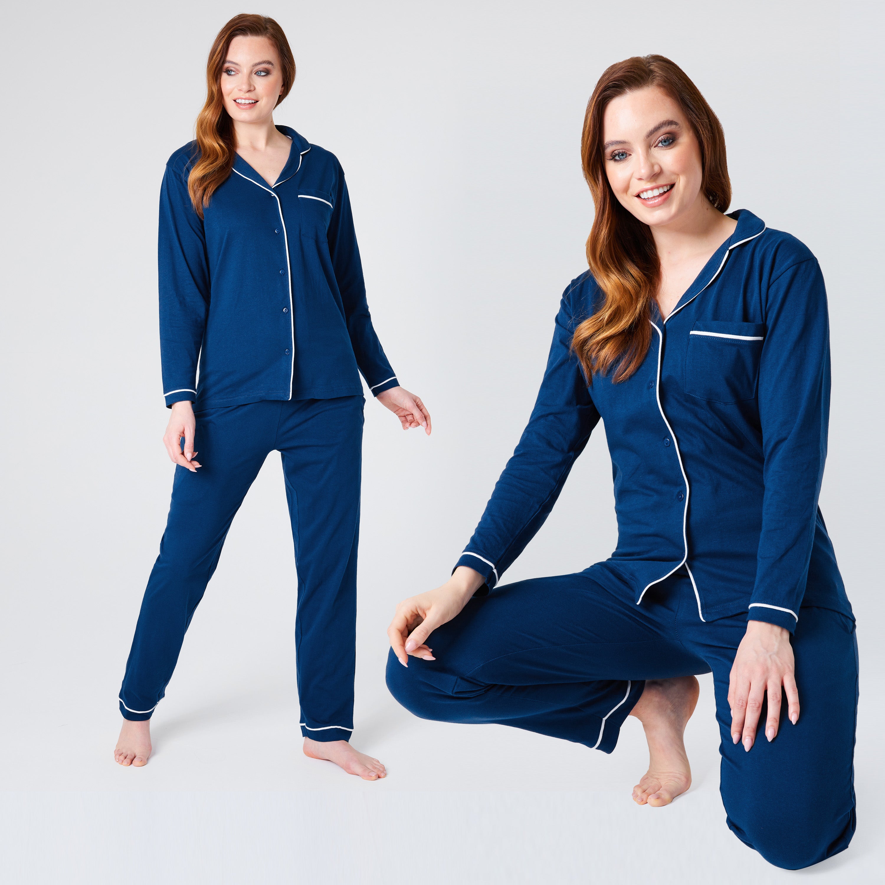 Womens Pyjamas Set - Classic Button Down Nightwear - Get Trend