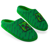 Minecraft Boys Slippers, Cosy Creeper Indoor House Shoes - Gamer Gifts for Boys