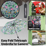 Minecraft Telescopic Umbrella - Folding Umbrella Lightweight for Travel School