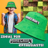 Minecraft Boys Bucket Hat with Fleece Lining - Creeper Gifts for Boys Green