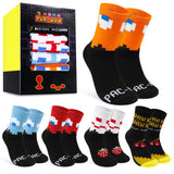 Pac-Man Calf Socks for Men Women Teens Breathable Pack of 5 Soft Socks Retro Funny Gifts for Him