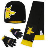 Pokemon Beanie Hat Winter Gloves & Scarf Set Kids - Anime Gifts for Boys