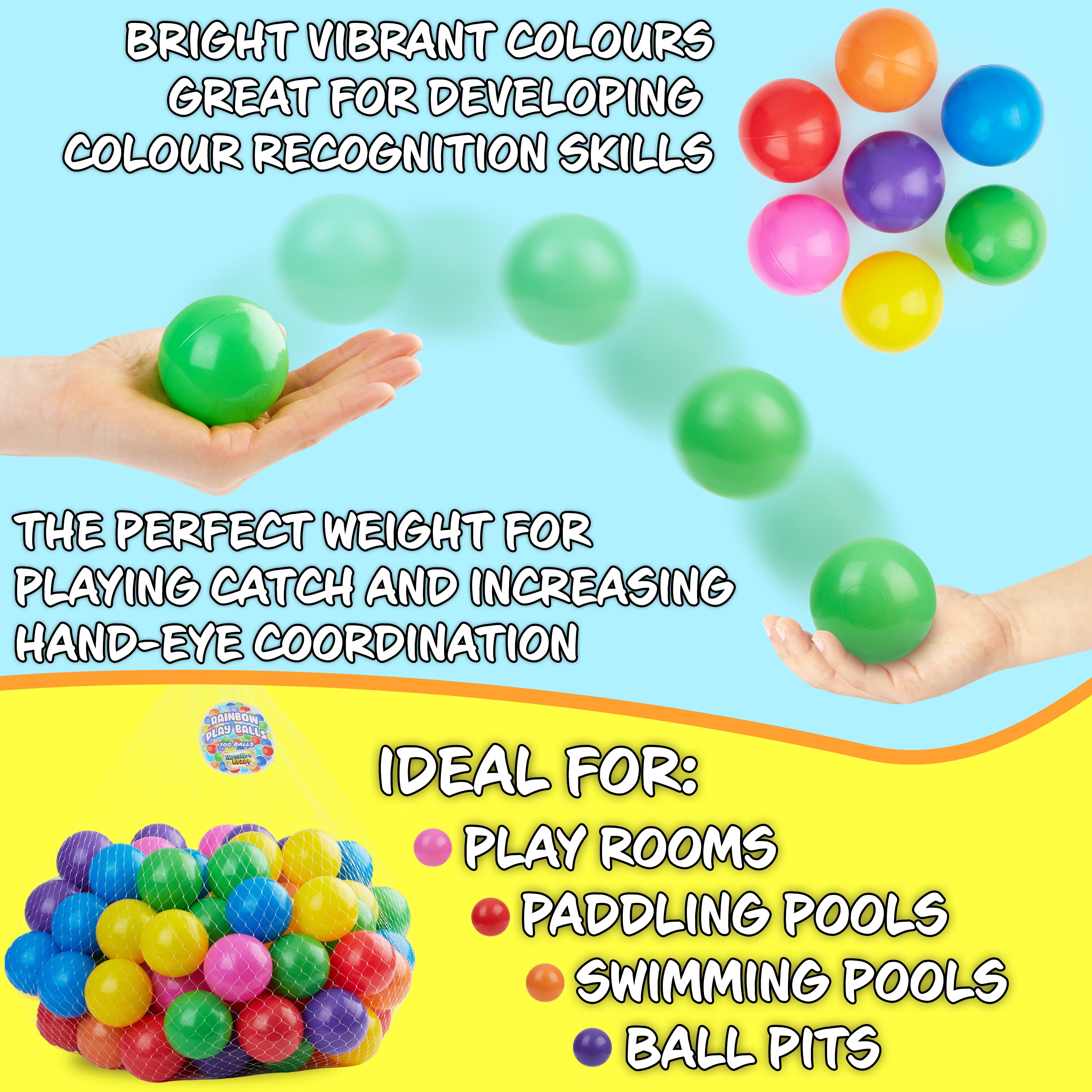 Ball Pit Balls Summer Outdoor Indoor Soft Balls for Kids -100 Balls - Get Trend