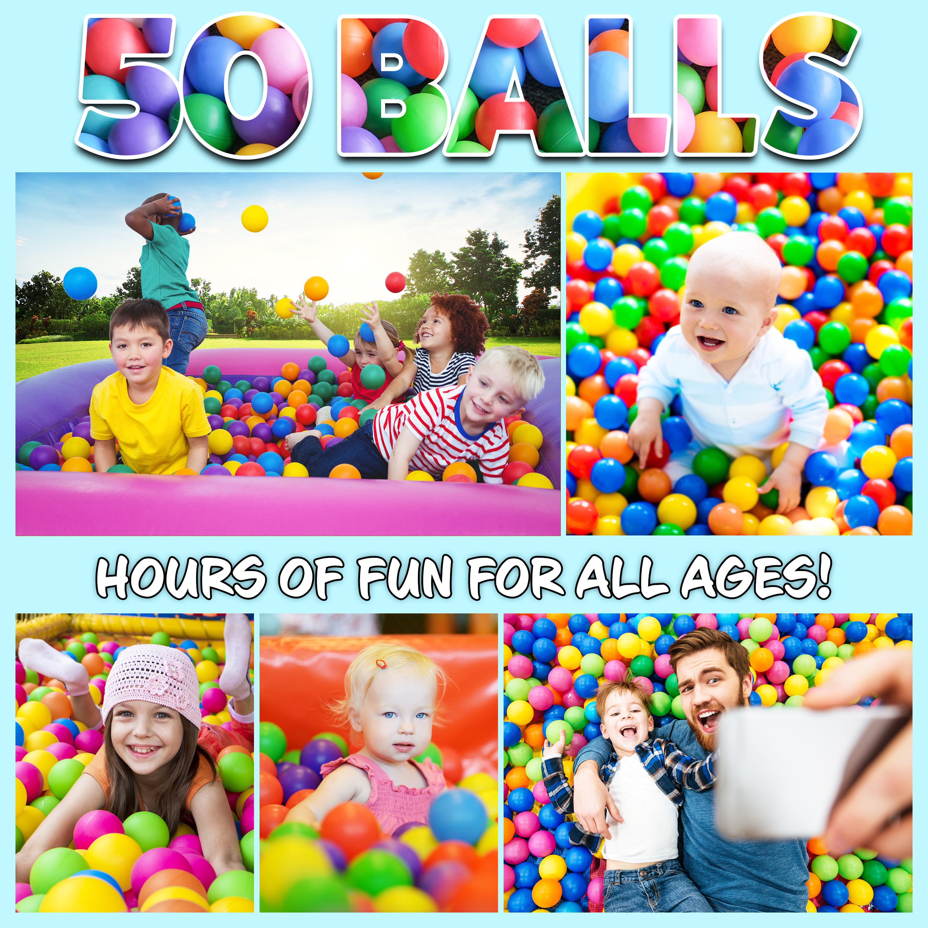 Ball Pit Balls Summer Outdoor Indoor Soft Balls for Kids -50 Balls - Get Trend