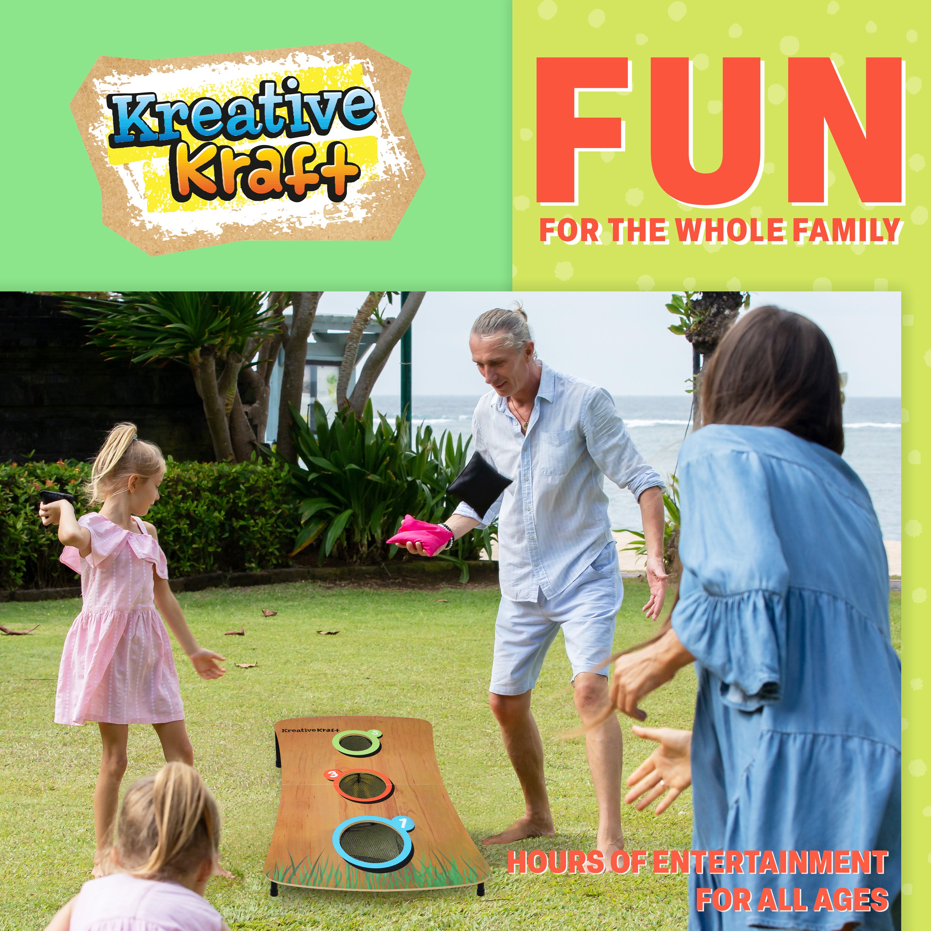 KreativeKraft Bean Bag Toss Game with Wooden Table - Get Trend