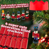 KreativeKraft Christmas Crackers, Pack of 6 Nutcracker Ornament Festive Crackers (Red Nutcracker)