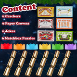 KreativeKraft Christmas Crackers, Pack of 6 Crackers with Puzzles, Festive Fun