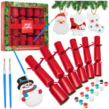 KreativeKraft Christmas Crackers 6 Pack Paint Your Own Ornament Festive Crackers (Red Ornament)