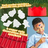 KreativeKraft Christmas Crackers 6 Pack Paint Your Own Ornament Festive Crackers (Red Ornament)